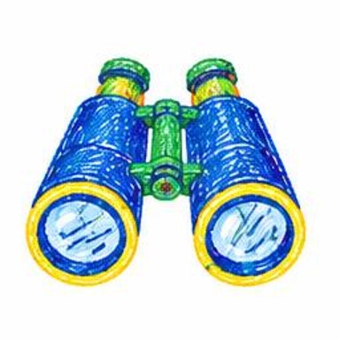 Crayon-style illustration of Binoculars