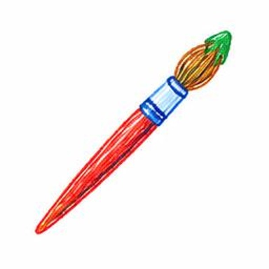 Crayon-style illustration of Paintbrush