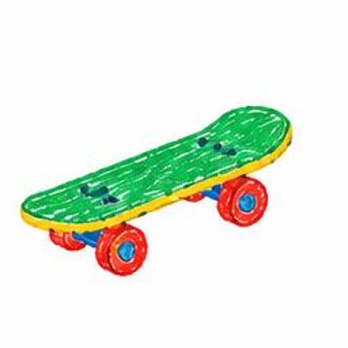 Crayon-style illustration of Skateboard