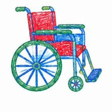 Crayon-style illustration of Wheelchair